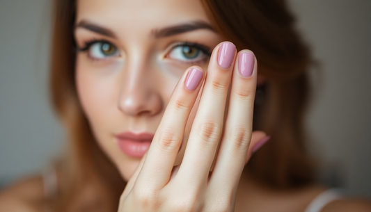 selective focus photography of woman's pink manicure
