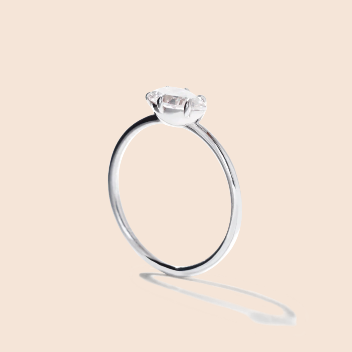 Pear 18K White Gold Platinum Engagement Ring East West