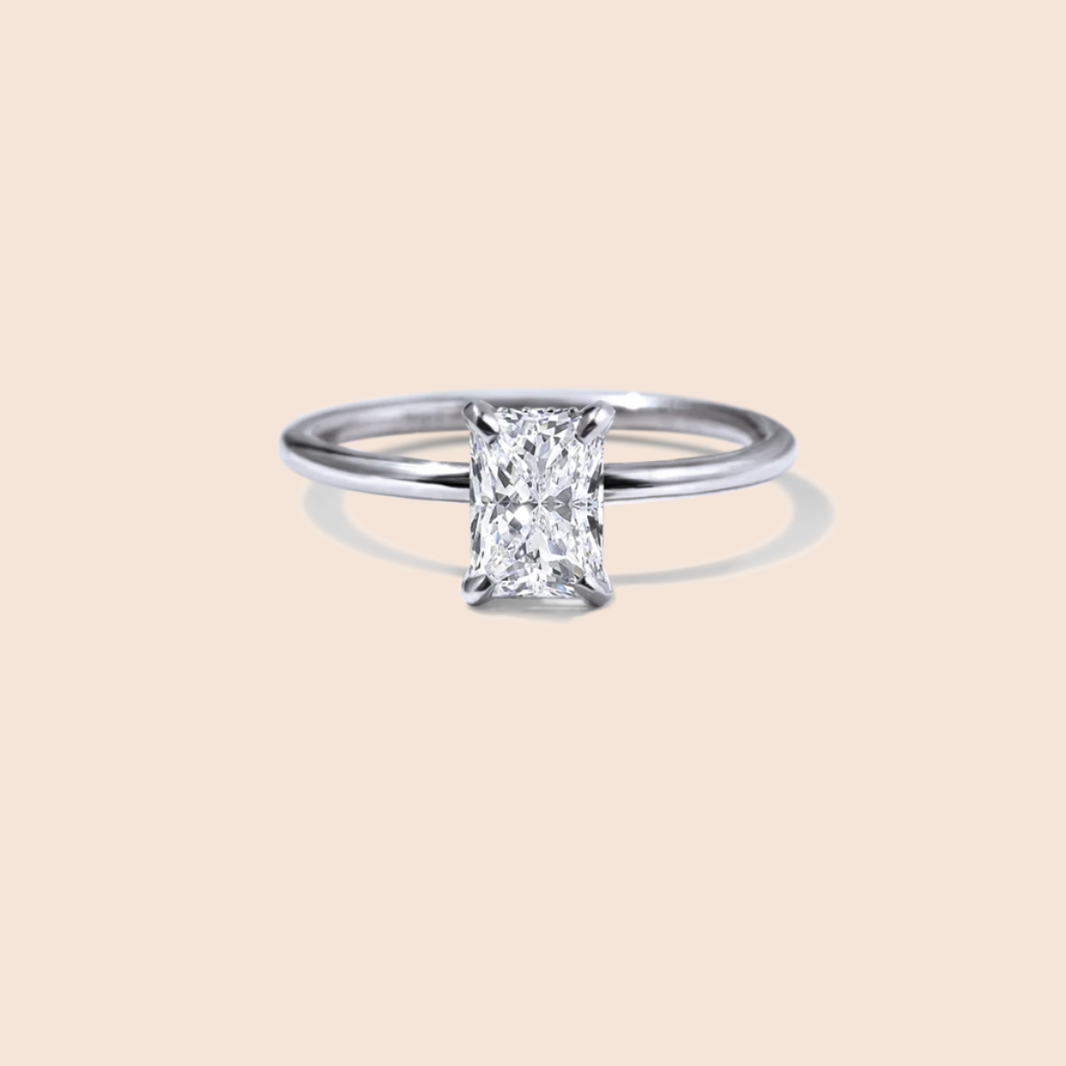 18K White Gold Platinum Radiant Engagement Ring