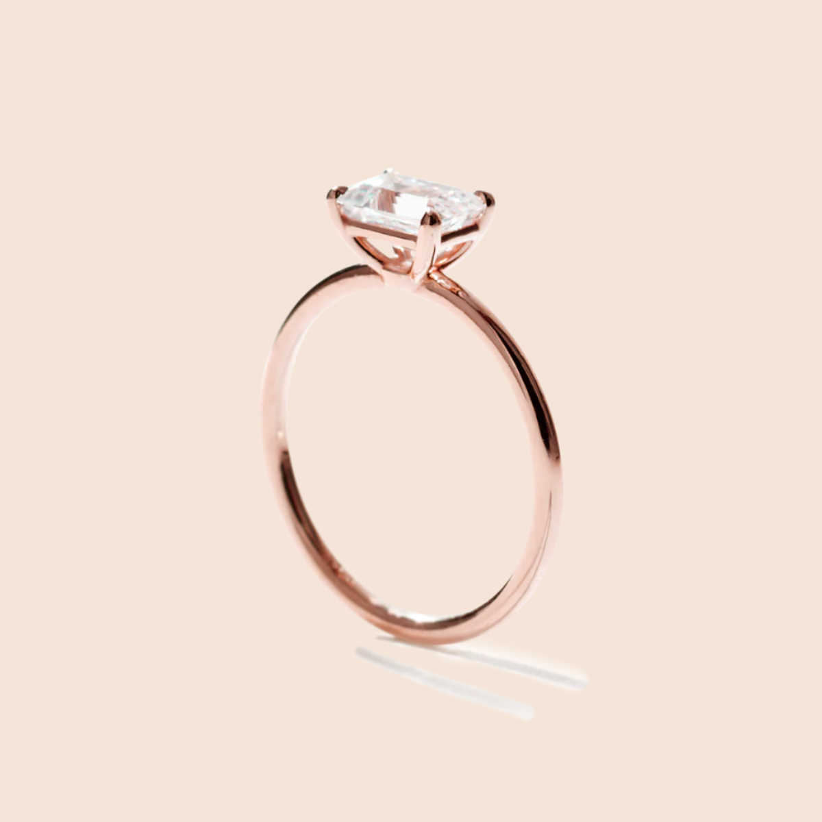 Emerald 18K Rose Gold Engagement Ring East West