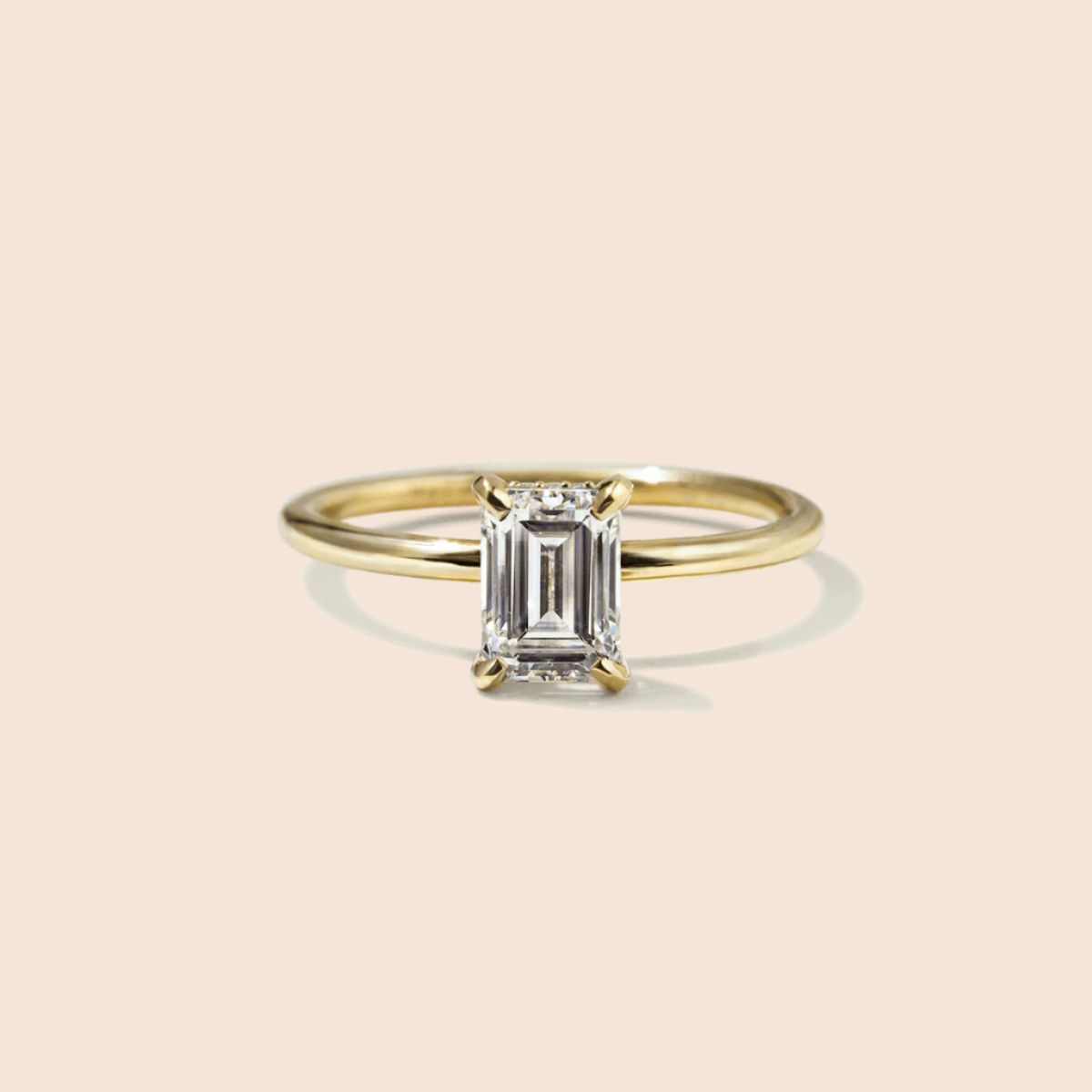 18K Yellow Gold Emerald Engagement Ring