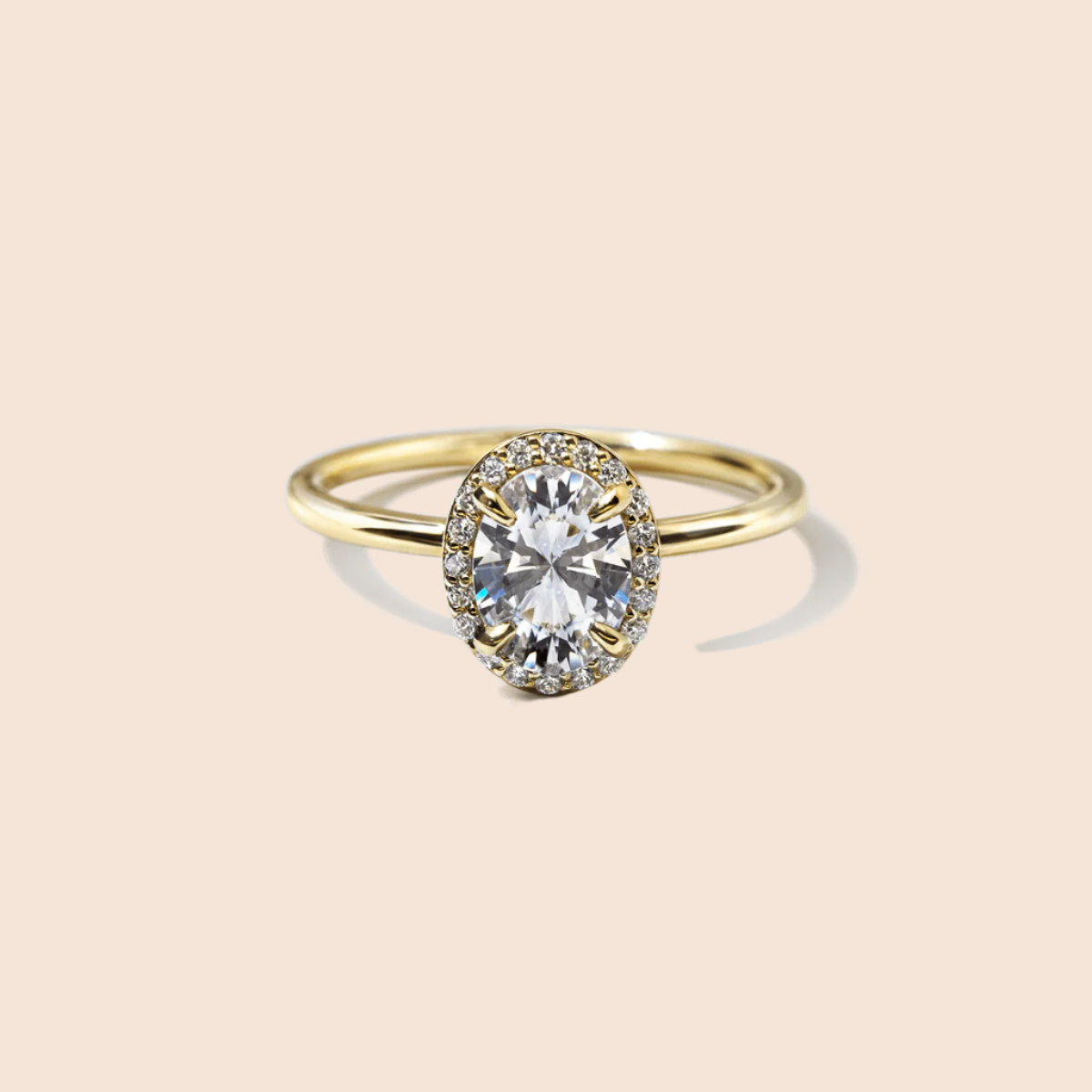 18K Yellow Gold Oval Halo Engagement Ring