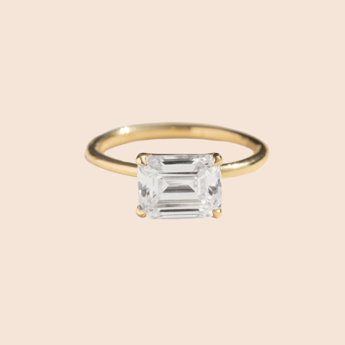 Emerald Engagement Ring East West