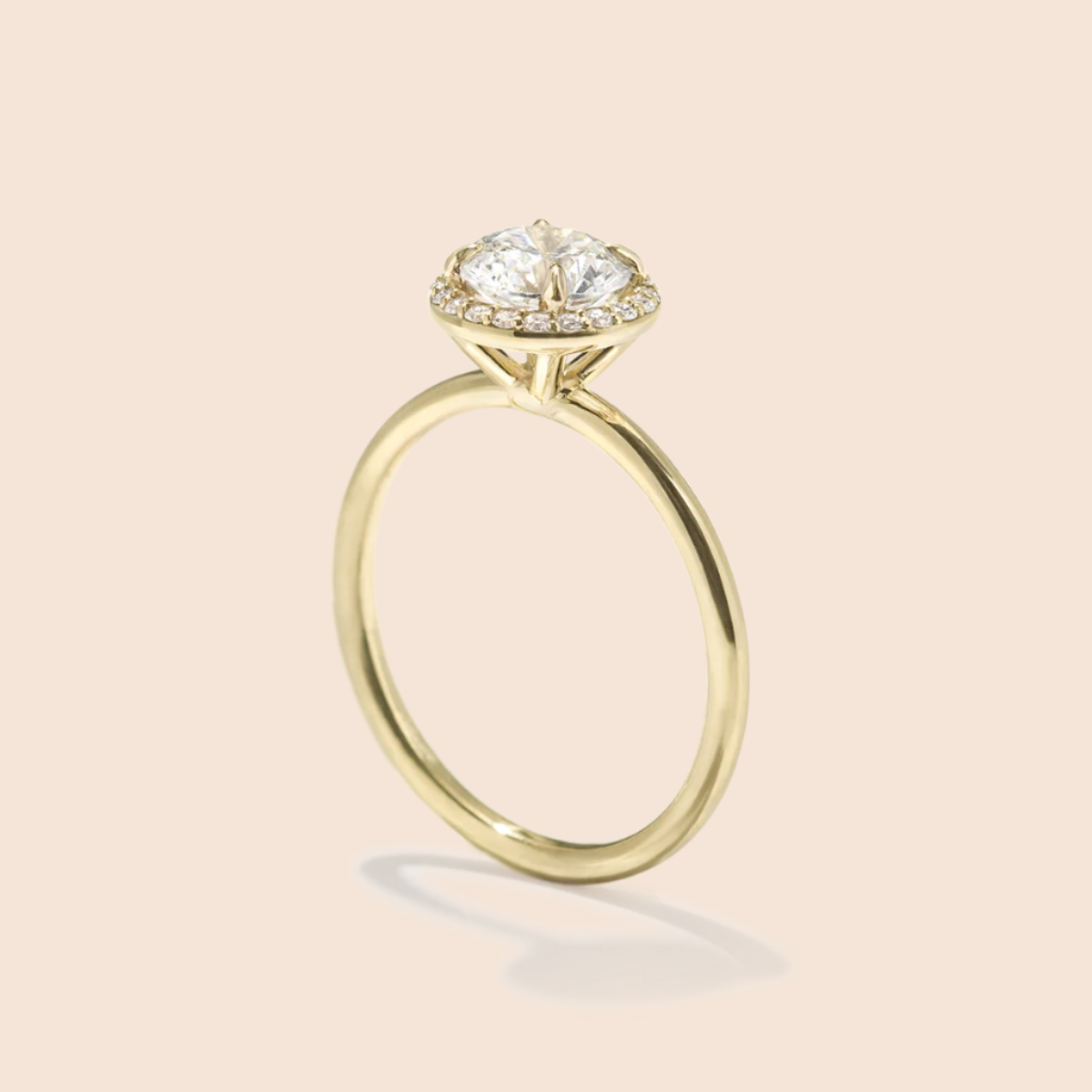 18K Yellow Gold Round Halo Engagement Ring