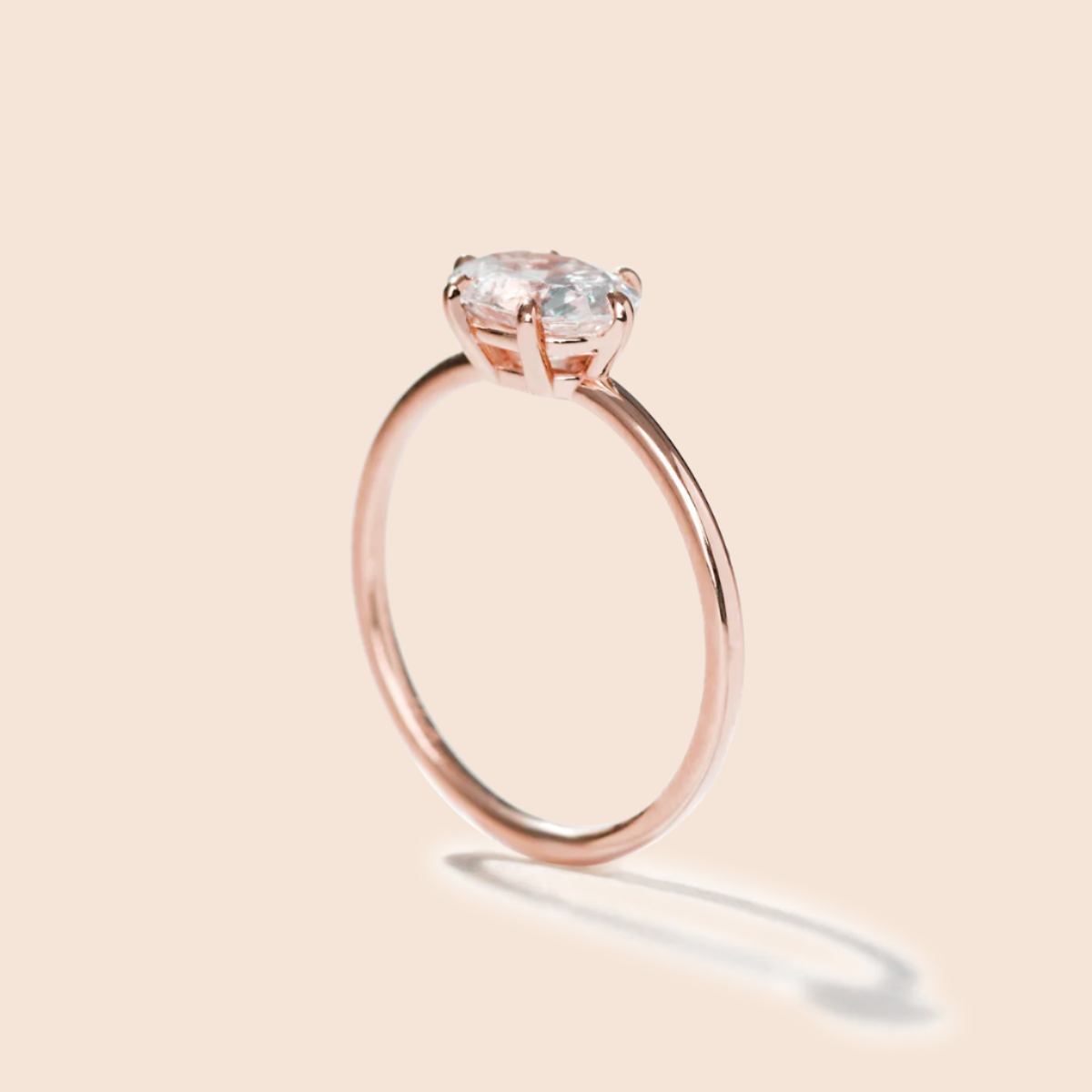 18K Rose Gold East West Oval Engagement Ring