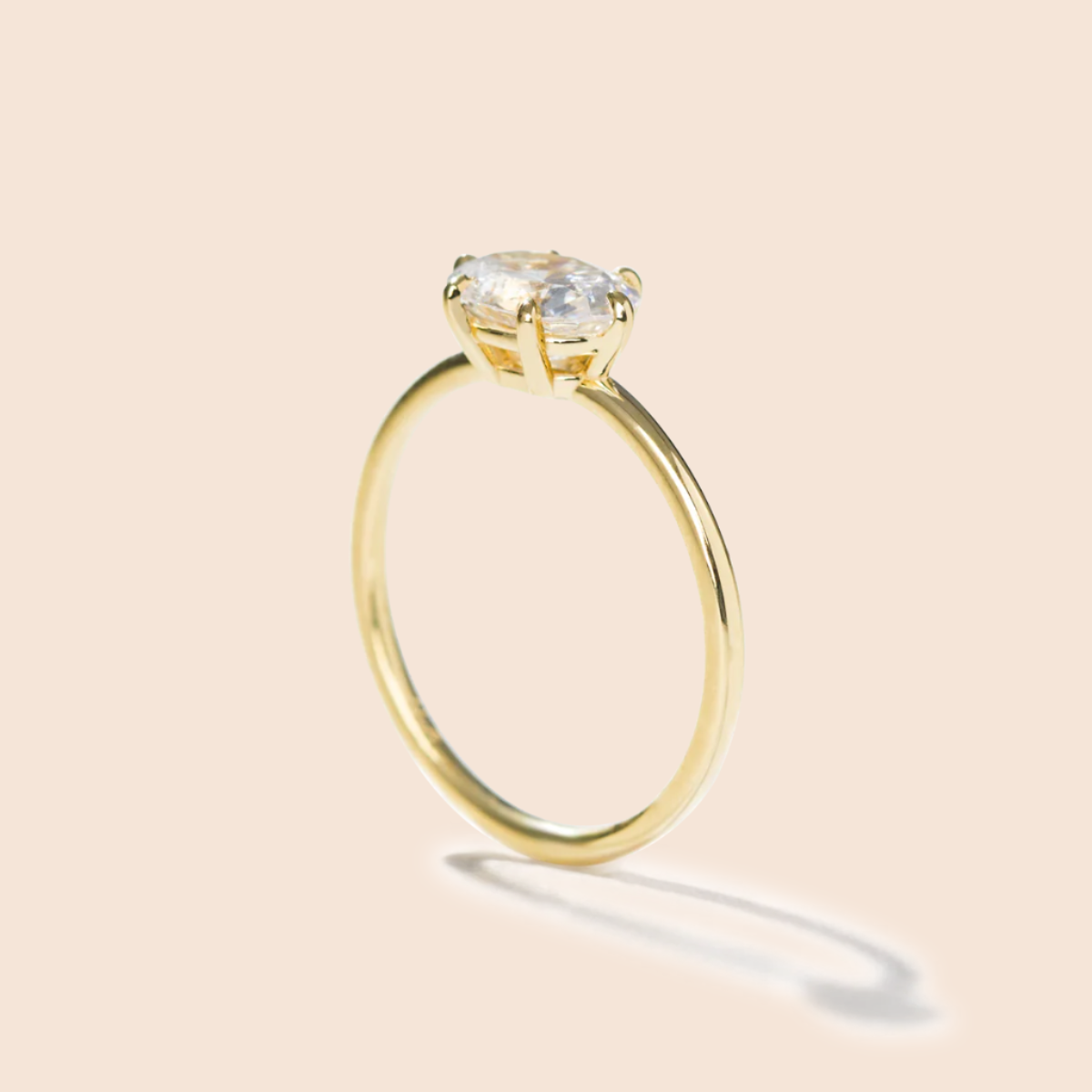 18K Yellow Gold Oval East West Engagement Ring