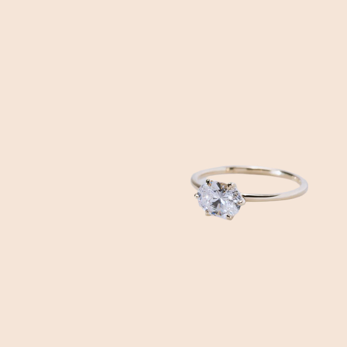 Oona Oval East West Hidden Halo Engagement Ring