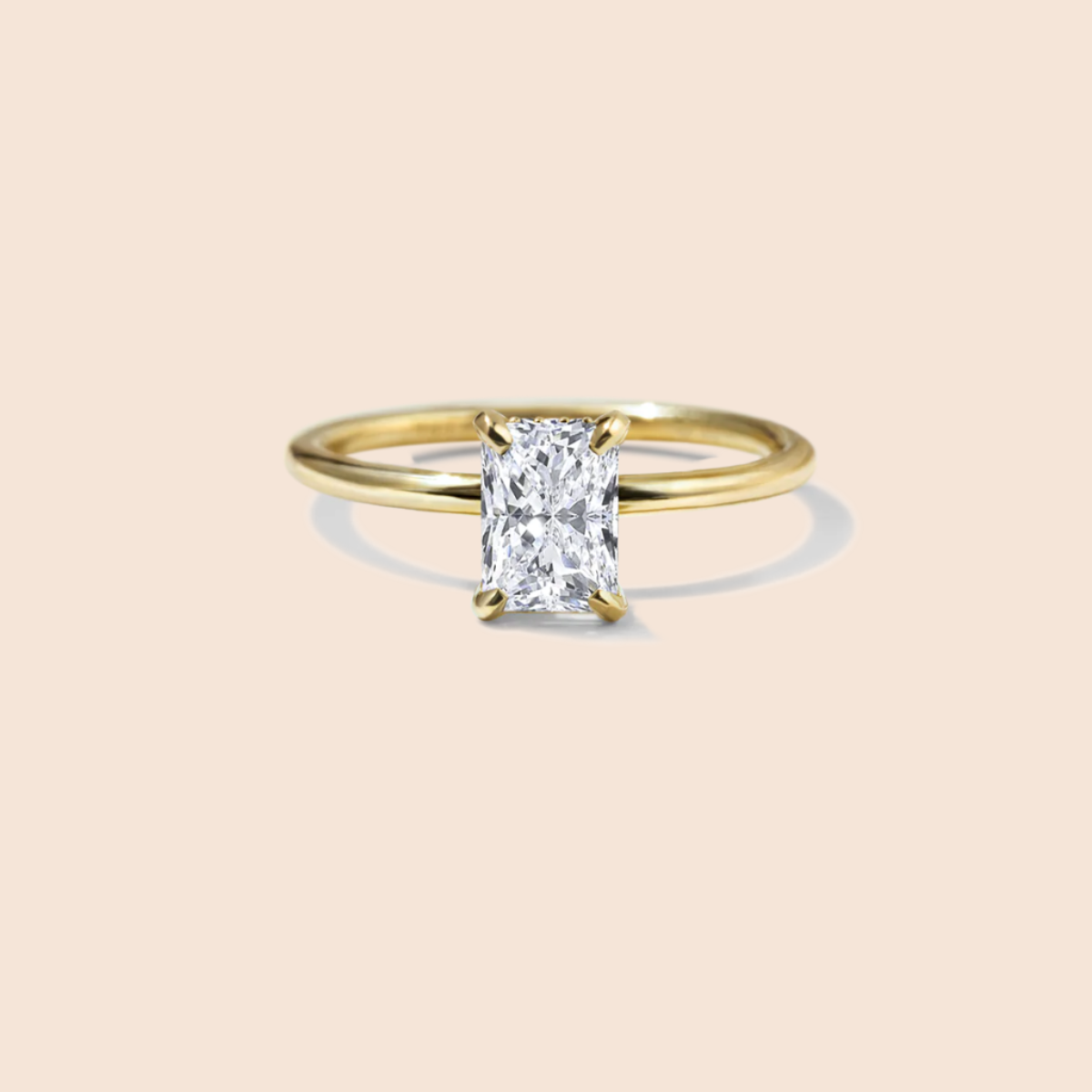 18K Yellow Gold Radiant Engagement Ring