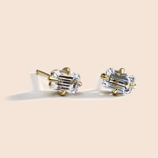 14K Yellow Gold Emerald Studs