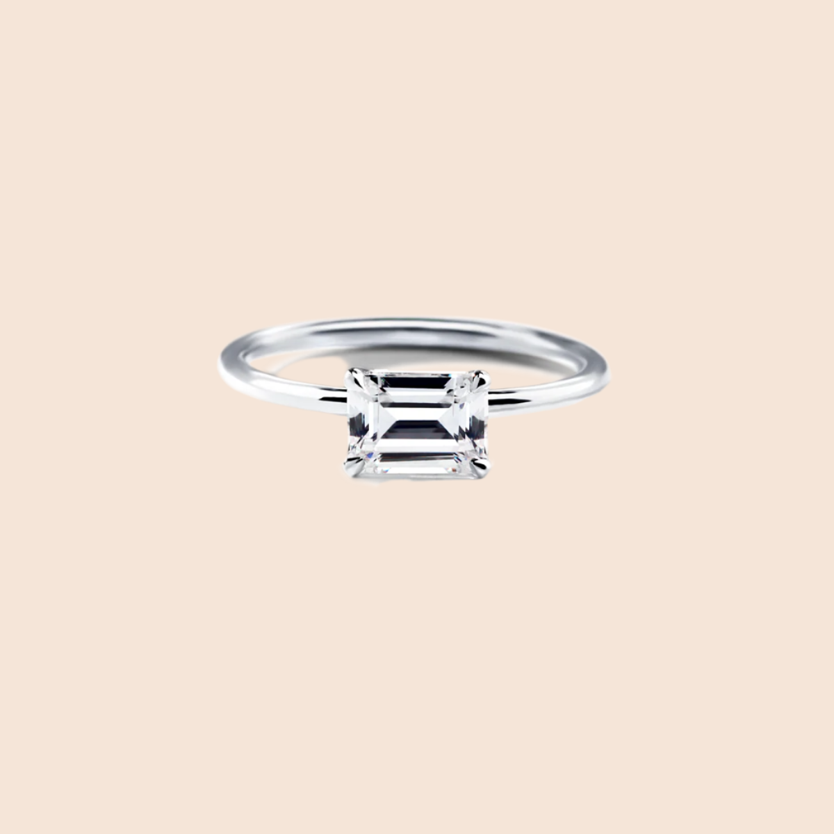 18K White Gold Platinum Emerald Engagement Ring