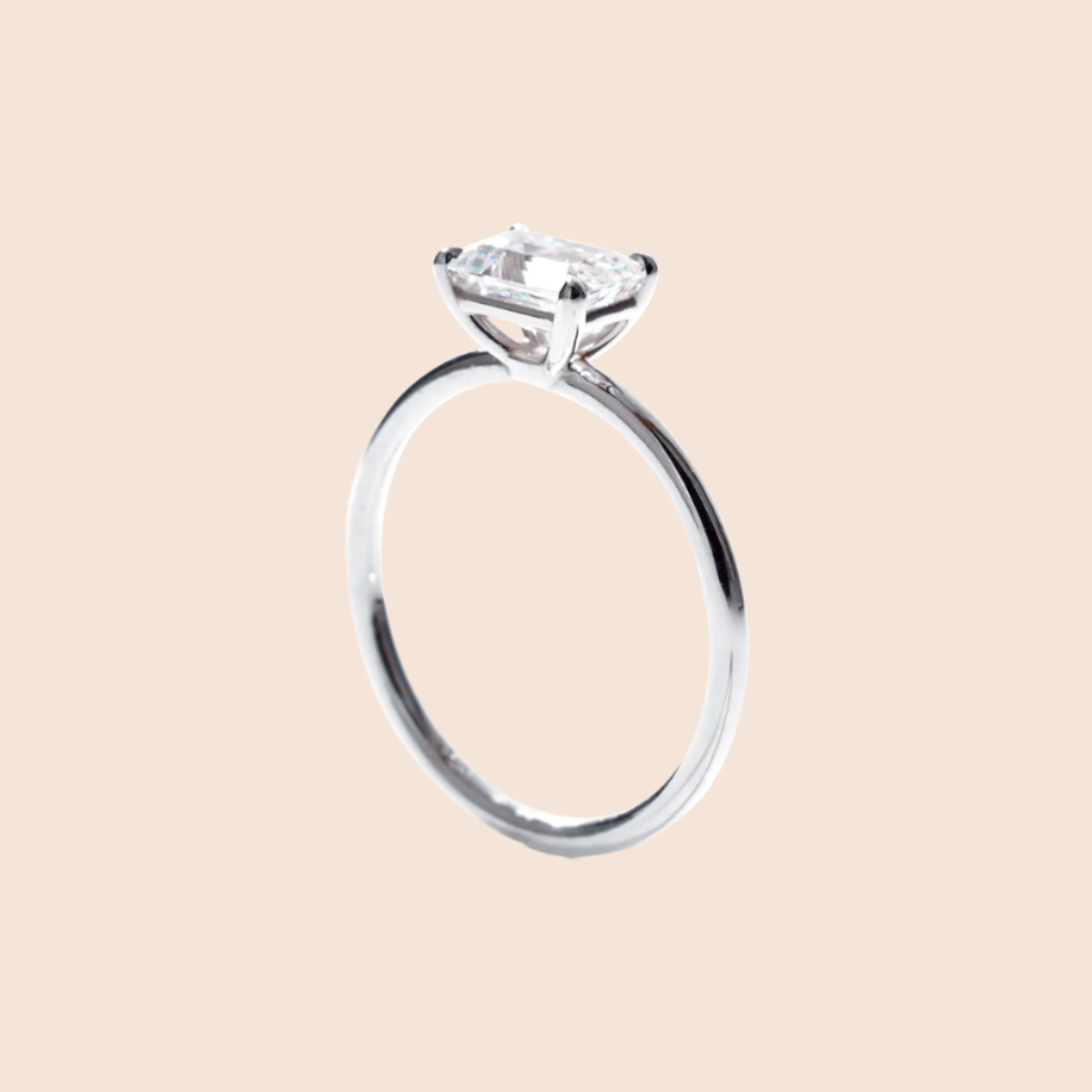 Emerald 18K White Gold Platinum Engagement Ring East West