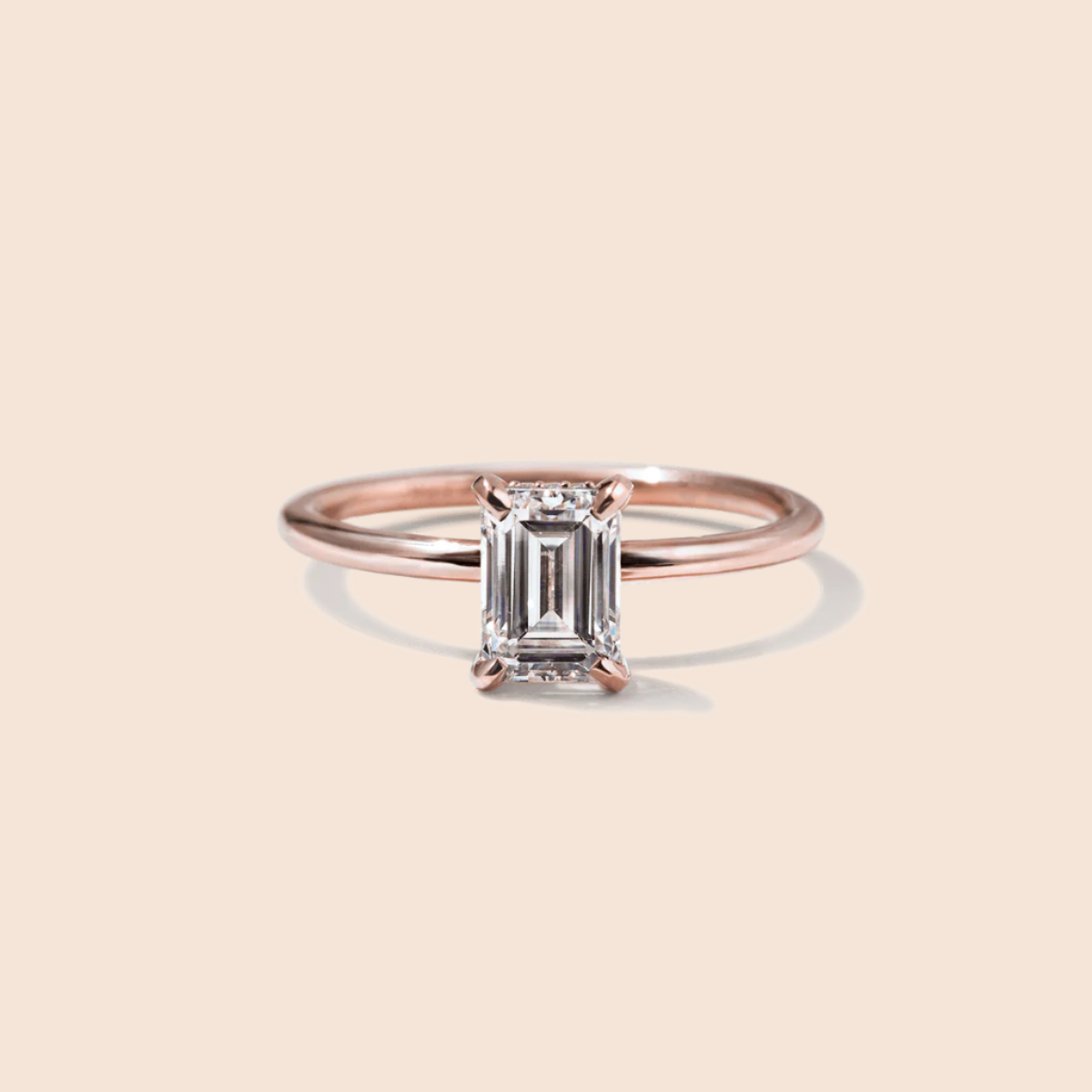 18K Rose Gold Emerald Engagement Ring
