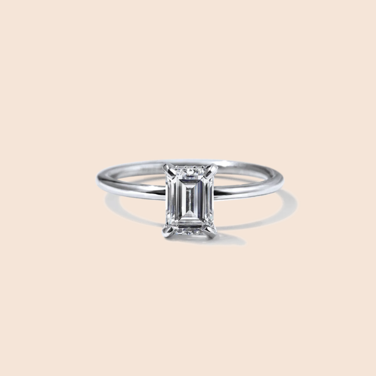 18K White Gold Platinum Emerald Engagement Ring
