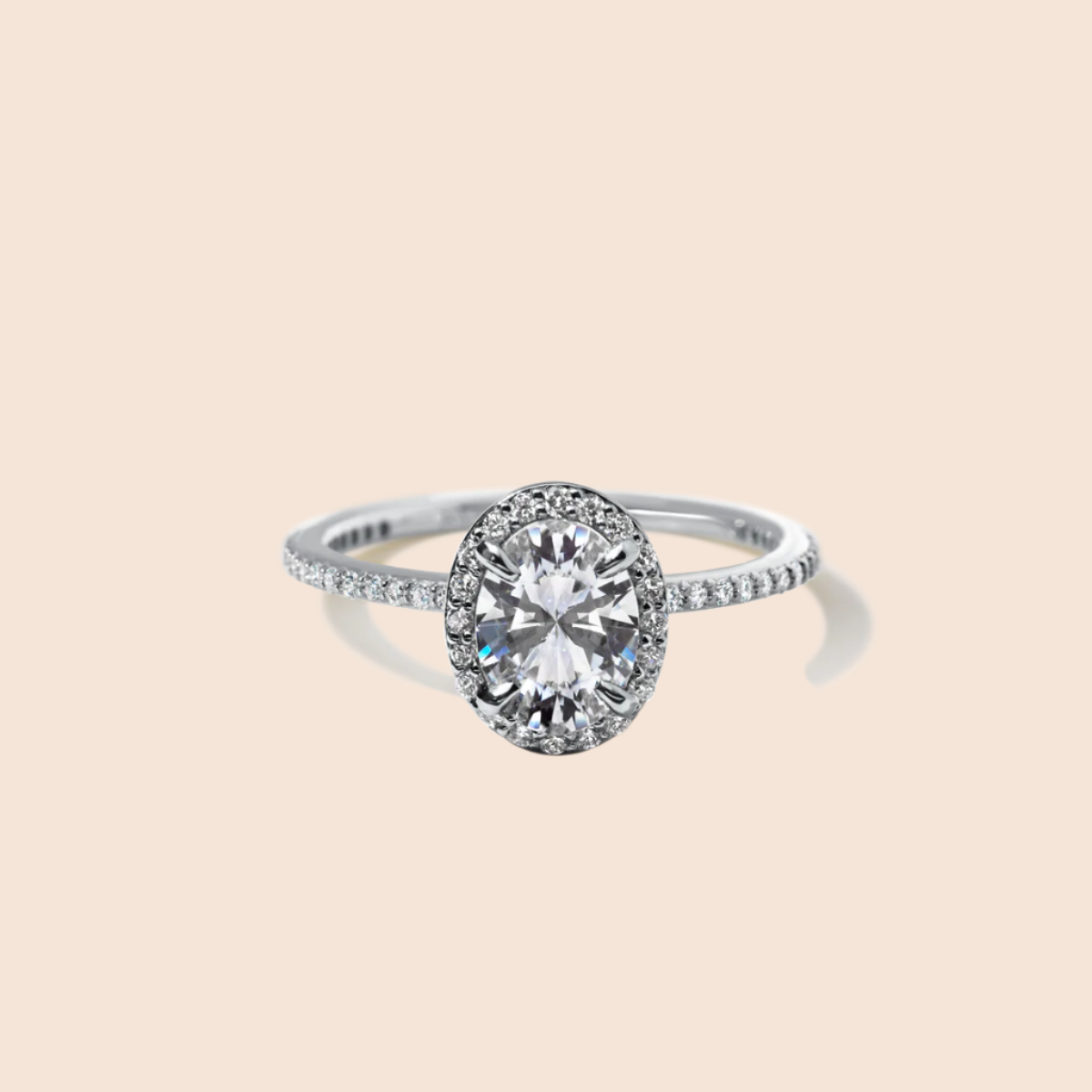 18K White Gold Platinum Oval