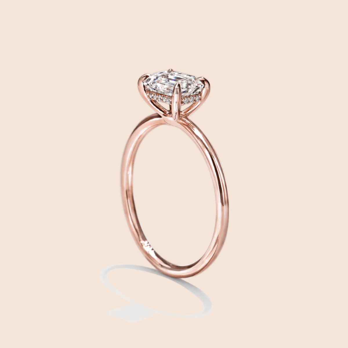 18K Rose Gold Emerald Engagement Ring